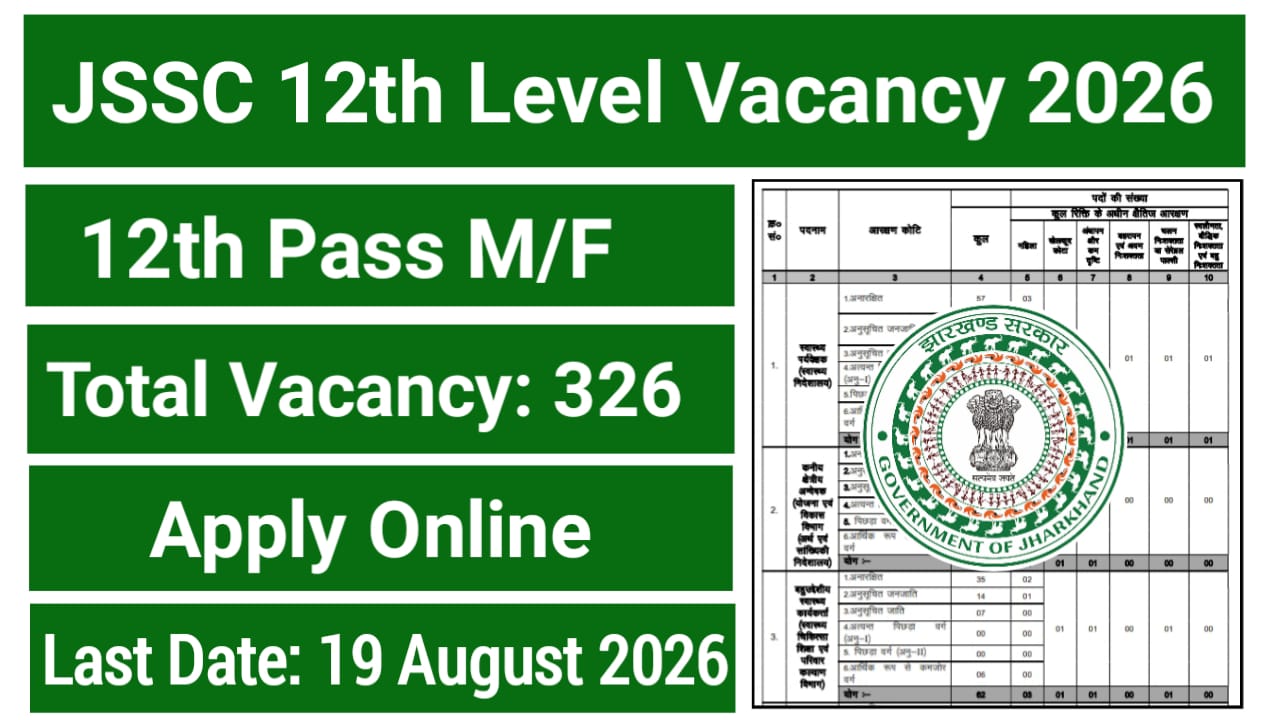 JSSC 12th Level Vacancy 2026